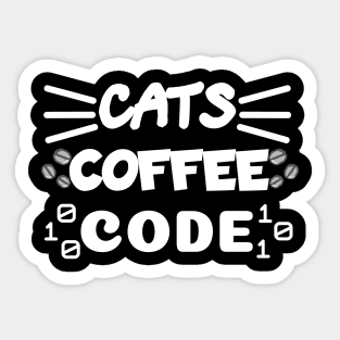 Cats Coffee Code | The 3 Best Things in the World White Sticker